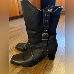 Harley Davidson Black Leather Johanna D83571 High Heel Women Boots Size 9M